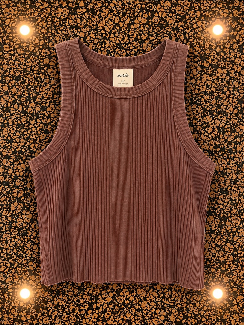 aerie Ribbed Tank Top in Mauve Brown